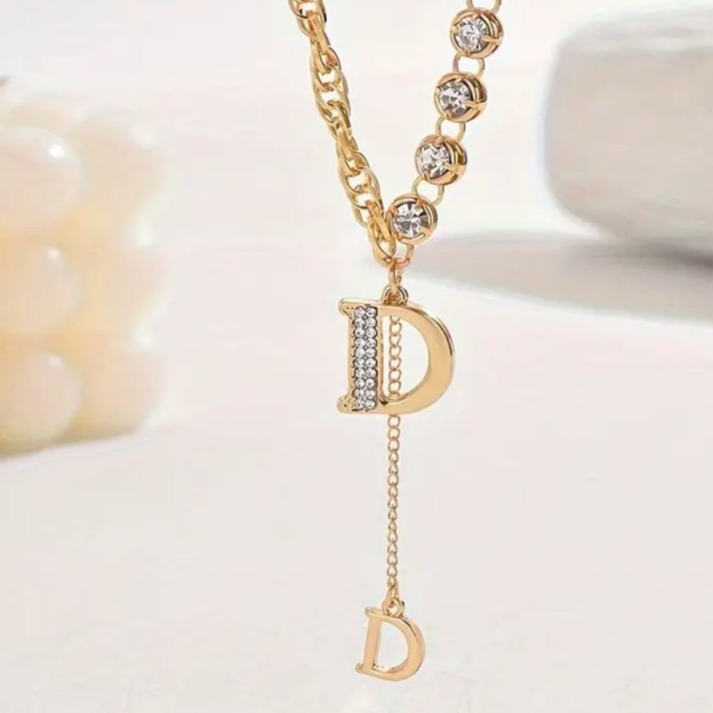 Initial Necklace Letter D Fashion Zirconia Necklace - Picture 2 of 3